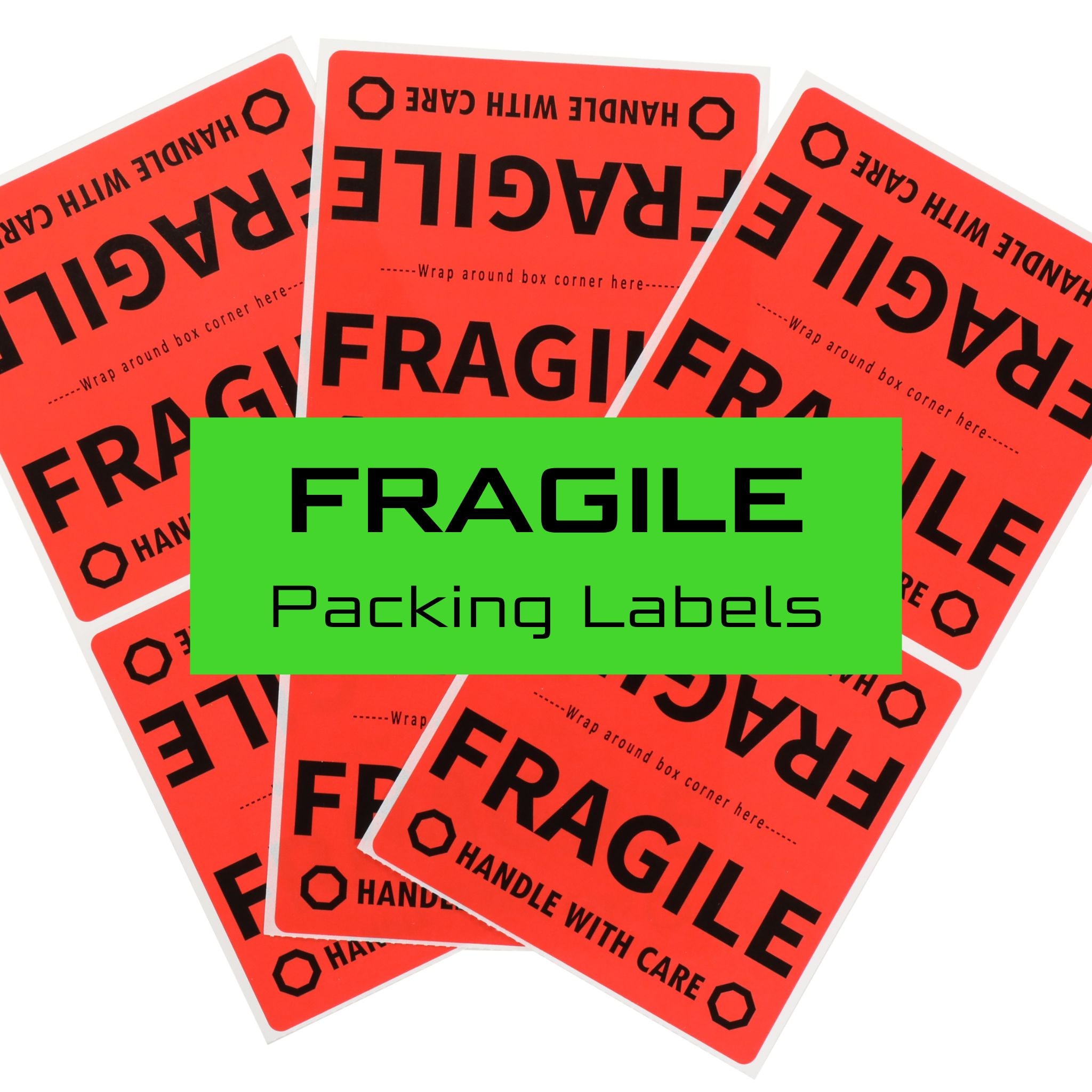 red fragile packing labels