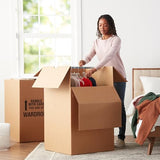 Amazon Basics Wardrobe Clothing Moving Boxes with Bar, 6 Pack, Brown, 24" x 24" x 40"