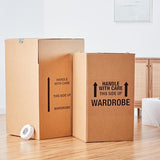 Amazon Basics Wardrobe Clothing Moving Boxes with Bar, 3 Pack, Brown, 20" x 20" x 34"
