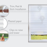 Redi Shade No Tools Original Light Filtering Pleated Paper Shade White, 36" W x 72" L, 6 Pack