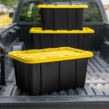 Sterilite 6-Pack Industrial Tote, Plastic Storage Container Bins with Lids, 27 Gallon - Heavy-Duty Organizing Containers for Closet, Bathroom, and Office