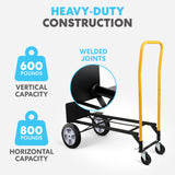 SIMPLI-MAGIC 2 in 1 Convertible Hand Truck and Dolly, 800LBS – Heavy-Duty Moving Dolly Cart with 10" Flat Free Rubber Wheels & Handle