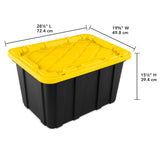 Sterilite 6-Pack Industrial Tote, Plastic Storage Container Bins with Lids, 27 Gallon - Heavy-Duty Organizing Containers for Closet, Bathroom, and Office