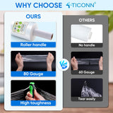 TICONN 2Pk Stretch Wrap Stretch Film Roll, 1000ft Industrial Strength 5 inch Wide Clear Plastic Wrap with Handles for Pallet Wrapping Shipping Moving