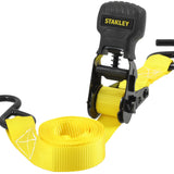 STANLEY S10002 Black/Yellow 1" x 10' Ratchet Tie Down Straps - 500 lb Safe Working Load / 1,500 lbs Break Strength, 2 Pack