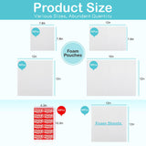320 pcs Moving Packaging Supplies, 260 Cushioning Foam Pouches and Sheets, 4 Sizes (16x12", 12x12", 12x7.8", 7.8x7.8") with 60 Fragile Stickers, Cushion Foam Pouch for Moving, Packaging, Storage.