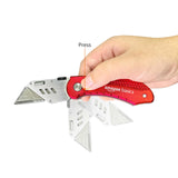 Amazon Basics Folding Utility Knife, Lightweight Aluminum Body, Red