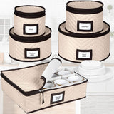 China Storage Containers 5-Piece Set Moving Boxes for Dinnerware, Glasses, Plates, Mugs and Saucers Sturdy Quilted Microfiber Dish Organizer with Dividers for Seasonal Storage - Holds Set of 12
