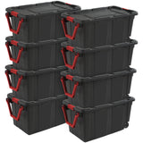 Sterilite 8-Pack Industrial Tote, Heavy-Duty Storage Bins w/Lids and Wheels, 40 Gallon - Stackable Organizing Containers for Home, Garage, Office, and Basement