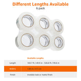 Amazon Basics Packing Tape for Moving boxes, Shipping Tape Refills, Clear, 1.88-Inch Wide x 109 Yards, 6-Pack, Total 654 Yards