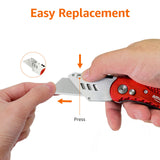 Amazon Basics Folding Utility Knife, Lightweight Aluminum Body, Red