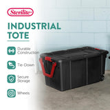 Sterilite 4-Pack Industrial Tote, Heavy-Duty Storage Bins w/Lids and Wheels, 40 Gallon - Stackable Organizing Containers for Home, Garage, Office, and Basement