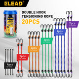 Bungee Cords Heavy Duty Outdoor: 20 Pcs Premium Rubber Bungee Cords with Hooks in a Storage Jar Includes 10", 18", 24", 30", 36", 48" Bungee Cord for Camping, Tent, Fastening Items