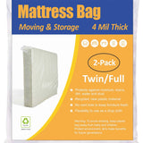 ComfortHome Mattress Bag for Moving and Storage, 4 Mil Extra Thick, Twin and Full Size, 2 Pack