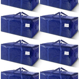 8 Pack Extra Heavy Duty Large Moving Bags with Strong Zipper & Carrying Handles, Sturdy Clothes Storage Bags Totes Bins, Packing Bag Move Boxes College Moving Supplies, Dark Blue - 24 gal