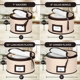 China Storage Containers 5-Piece Set Moving Boxes for Dinnerware, Glasses, Plates, Mugs and Saucers Sturdy Quilted Microfiber Dish Organizer with Dividers for Seasonal Storage - Holds Set of 12