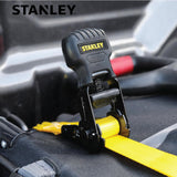 STANLEY S10002 Black/Yellow 1" x 10' Ratchet Tie Down Straps - 500 lb Safe Working Load / 1,500 lbs Break Strength, 2 Pack