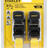 STANLEY S10002 Black/Yellow 1" x 10' Ratchet Tie Down Straps - 500 lb Safe Working Load / 1,500 lbs Break Strength, 2 Pack