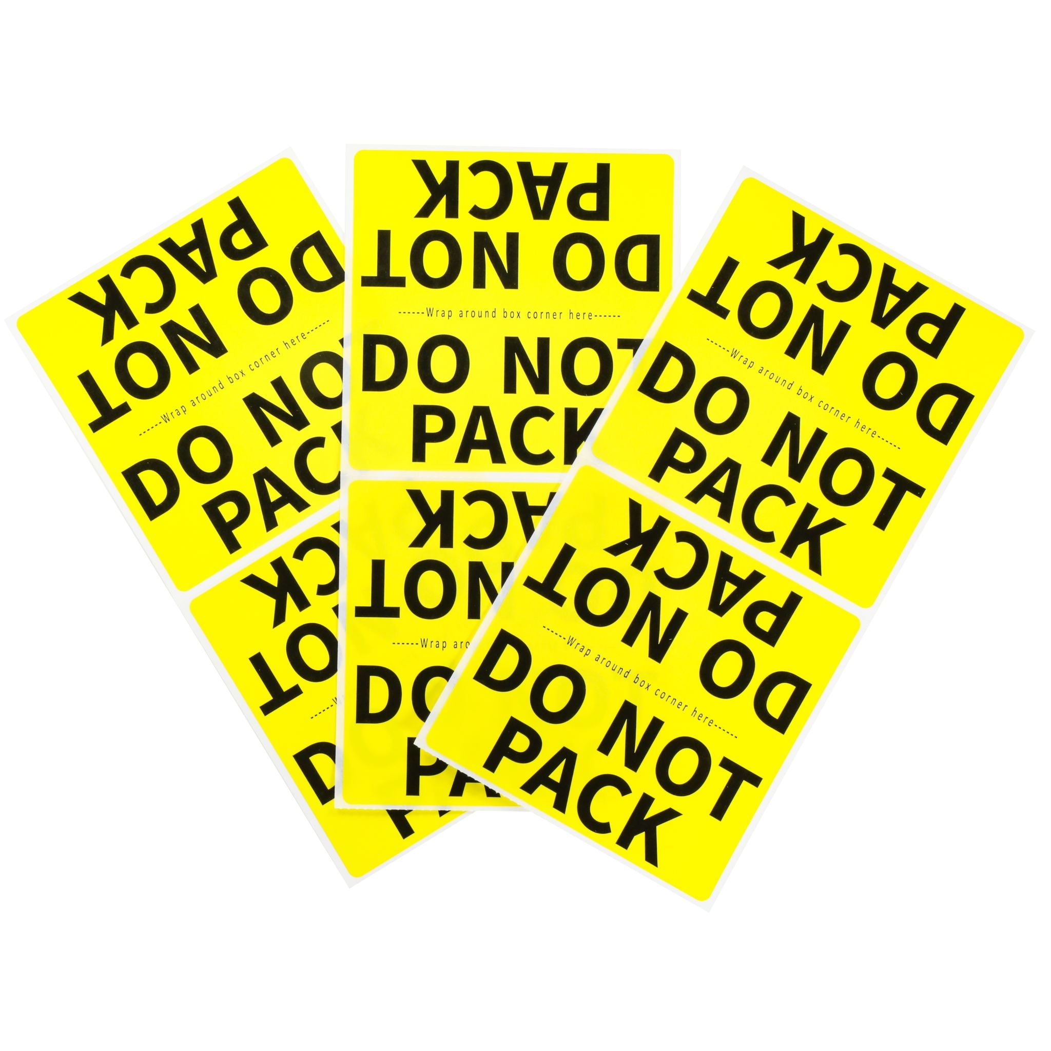 Yellow labels with 'Do Not Pack' text on a white background