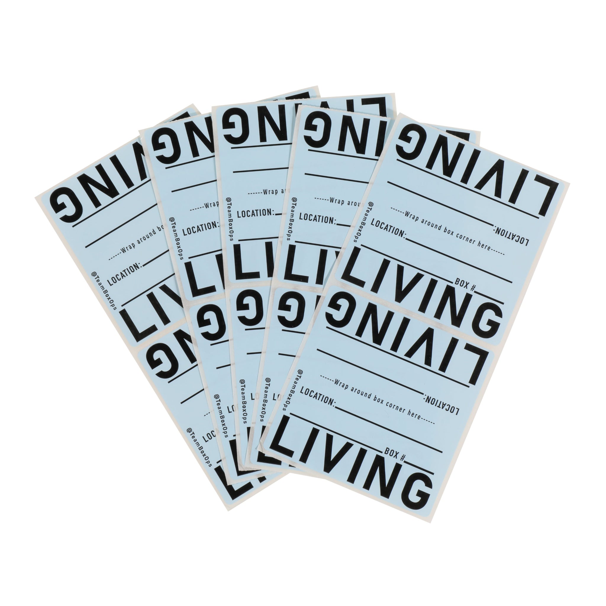 Set of living box labels on a white background